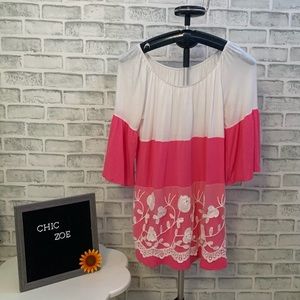pink and white blouse